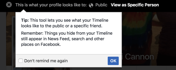 Usa la funzione Visualizza come per vedere come appare il tuo profilo Facebook agli altri.
