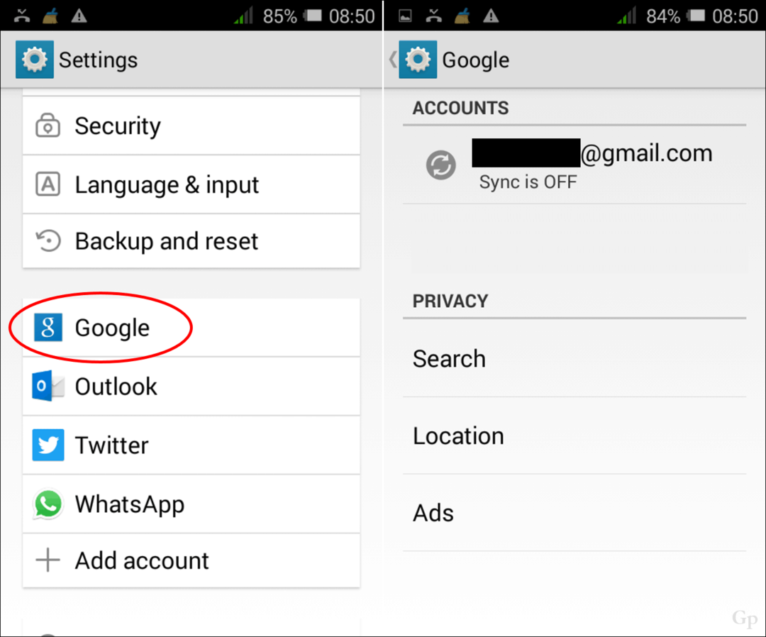 Rimuovi o modifica gli account Google su un dispositivo Android