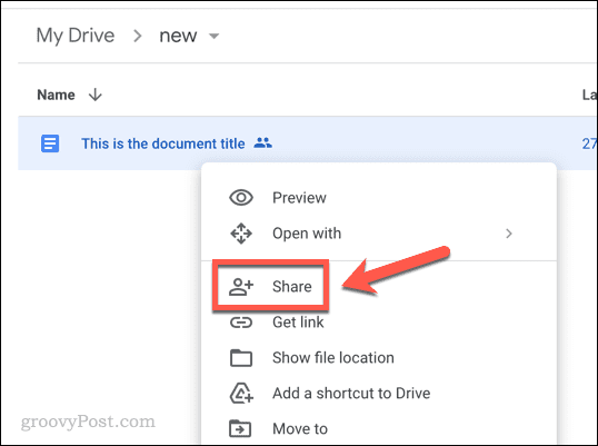 Condividi un file di Google Drive