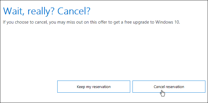 Come annullare la prenotazione dell'aggiornamento a Windows 10