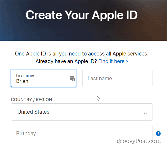 form per creare l'ID della mela