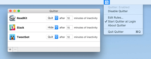 quitter per mac