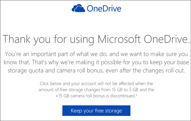 Conserva OneDrive 15 GB di spazio di archiviazione