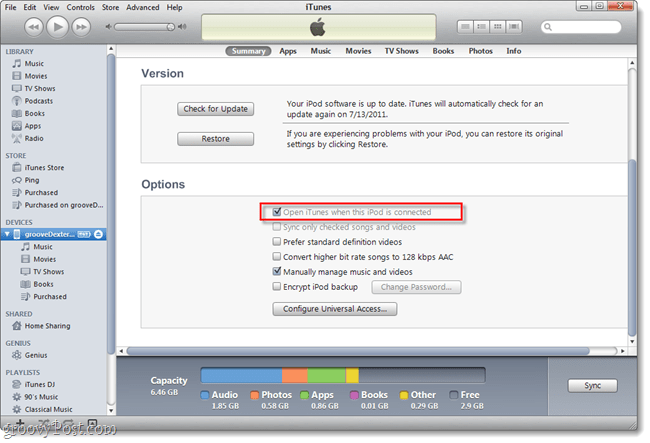 Come interrompere l'avvio automatico di iTunes quando si collega il proprio iPhone o iPod