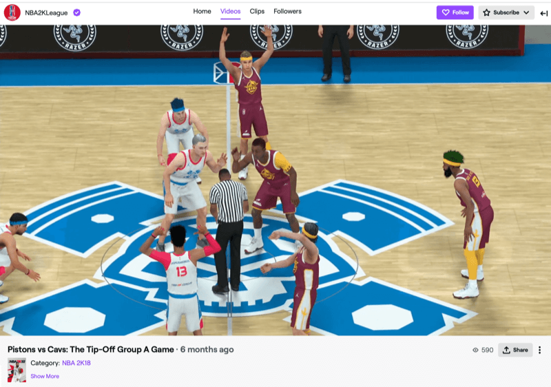 Partita del campionato NBA2k su Twitch