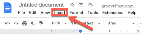 inserisci menu google docs