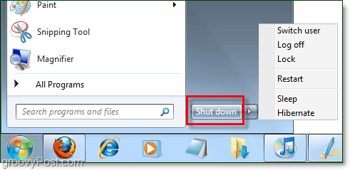Come cambiare il pulsante di accensione del menu Start di Windows 7