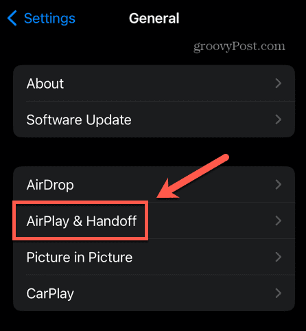 impostazioni di airplay e handoff dell'iPhone