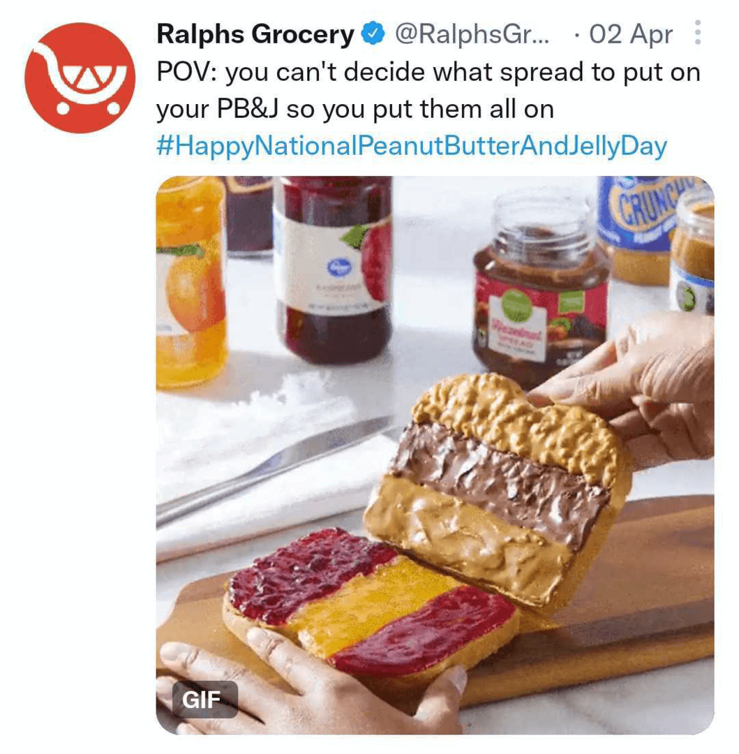 immagine del tweet di Ralphs Grocery con GIF