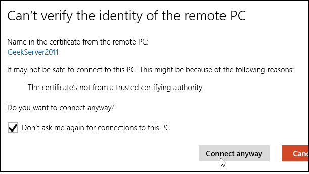 verifica del desktop remoto di Windows 10