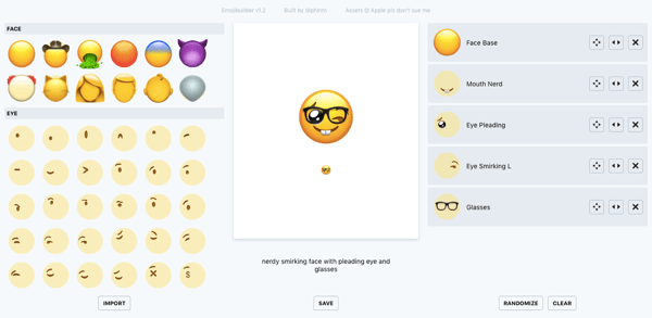 Usa il phlntn emojibuilder per creare emoji personalizzate.