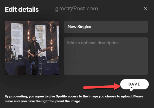 verifica l'immagine della playlist Spotify