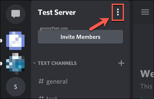Icona del menu del server dell'app Discord
