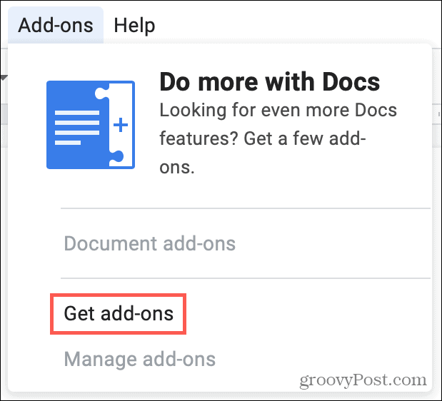 Ottieni componenti aggiuntivi in ​​Google Docs