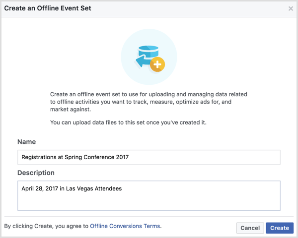 Facebook Business Manager crea eventi offline