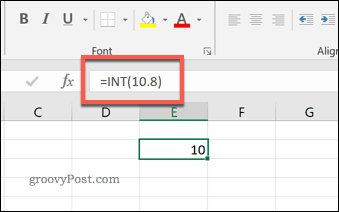 La funzione INT in Excel