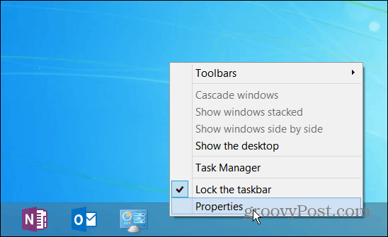 Proprietà della barra delle applicazioni Windows 8.1