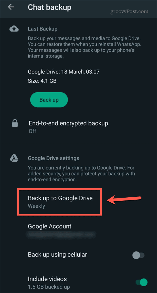 backup di whatsapp su google drive