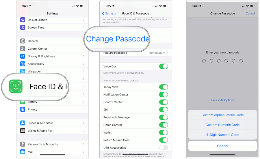 Modifica password iPhone