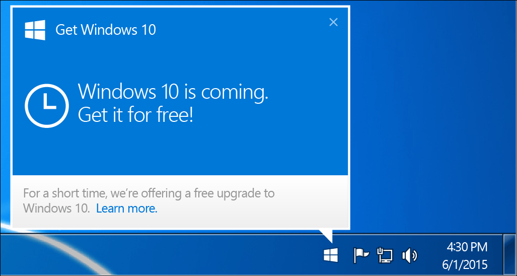 Microsoft rimuove Windows 10 Upgrade Nag Notification