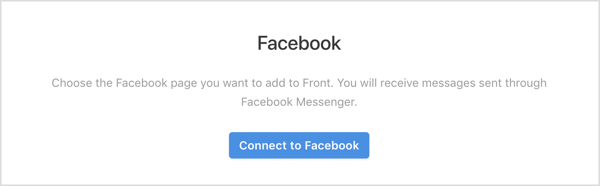 Fare clic sul pulsante Connetti a Facebook nell'app Front.