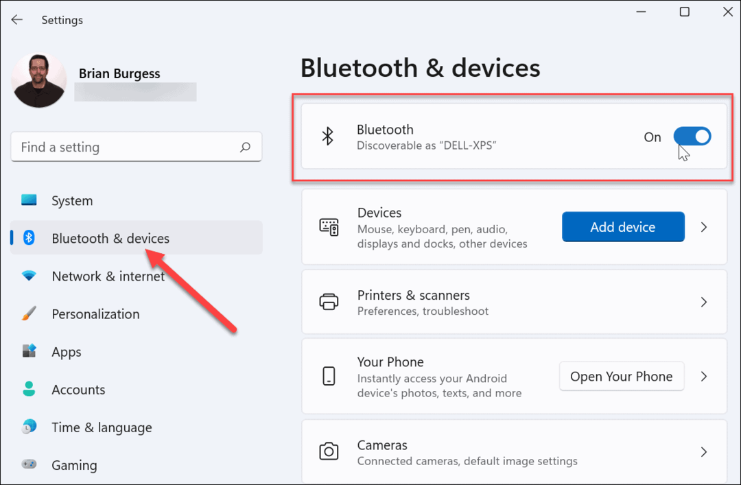Impostazioni Bluetooth e dispositivi