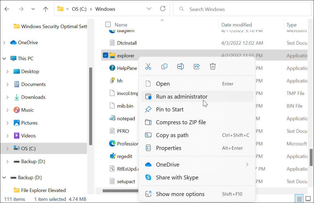 Come eseguire Esplora file di Windows 11 come amministratore