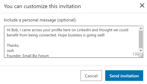 Personalizza i messaggi LinkedIn, passaggio 4.