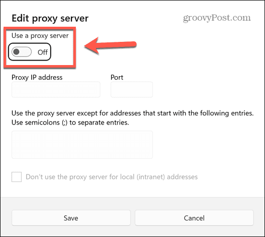 Windows attiva il proxy