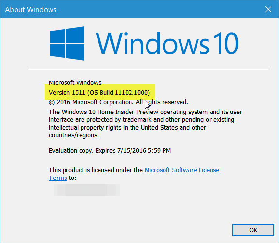 Anteprima di Windows 10 Build 11102