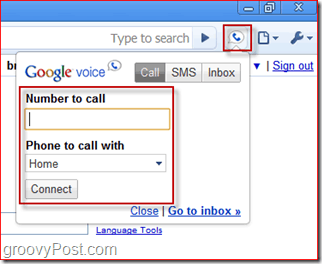 Schermata di Google Voice