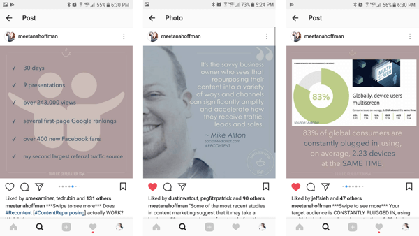 Riutilizza le immagini del tuo post del blog originale da utilizzare negli album di Instagram.