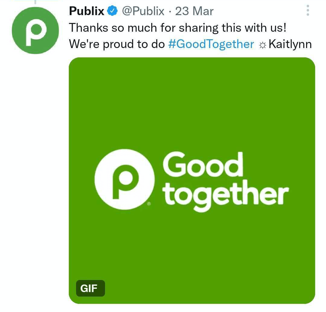 immagine del tweet Publix con GIF