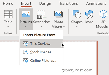 Inserimento di un'immagine dal tuo dispositivo in PowerPoint
