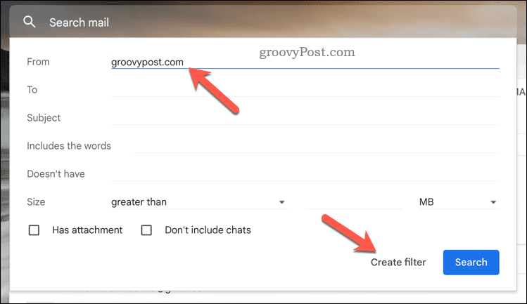 Crea filtro Gmail