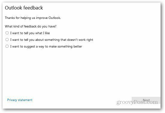 Feedback Outlook 8