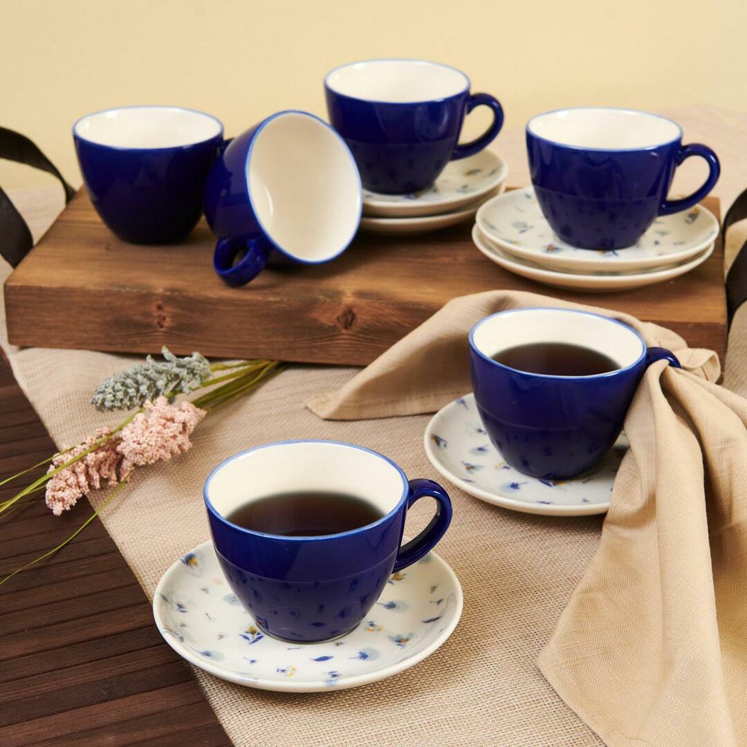 Set di 12 tazze da tè Bloom in porcellana Tulu