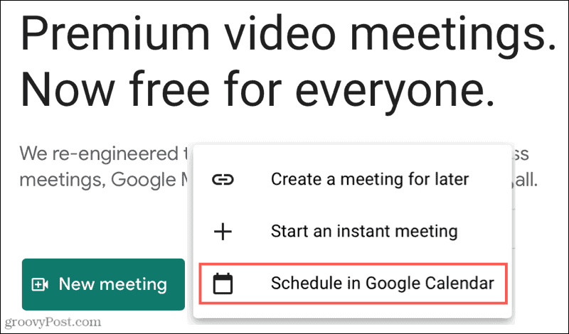 Nuova riunione, programma in Google Calendar