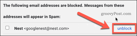 Sblocca un utente nelle impostazioni di Gmail