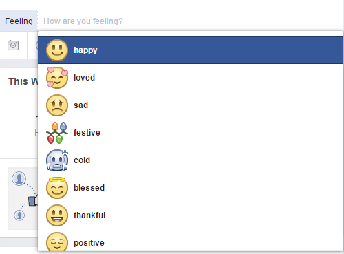 Seleziona un'emoji che rifletta l'emozione che desideri esprimere su Facebook.