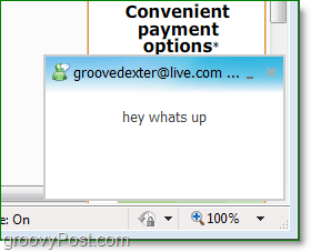 dove trovare i popup di Windows Live Messenger quando si utilizza la messaggistica online del browser