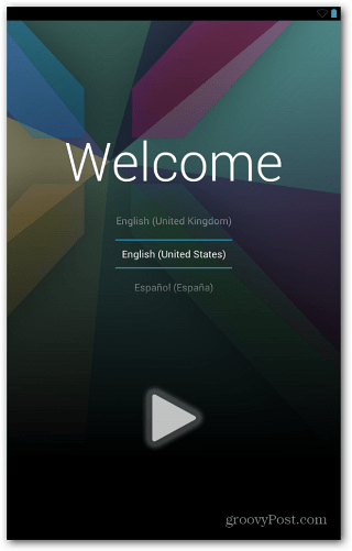 Schermata di benvenuto del Nexus 7