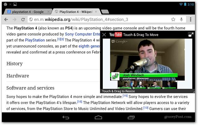 Guarda YouTube su Android Ovunque sullo schermo in una finestra mobile