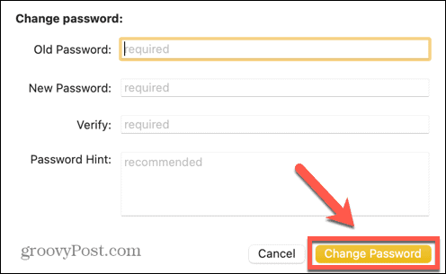 mac conferma la modifica della password