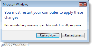 riavviare il computer per salvare le modifiche