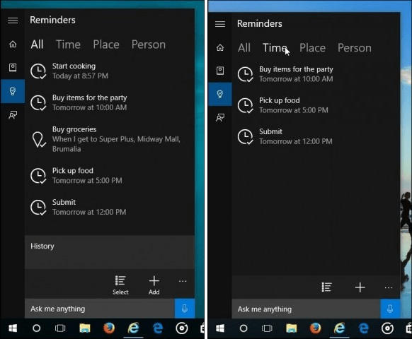 Cortana di Windows 10: creazione di promemoria basati sull'ora e sulla posizione