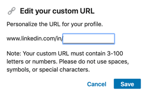 Modifica il tuo URL LinkedIn, passaggio 2.