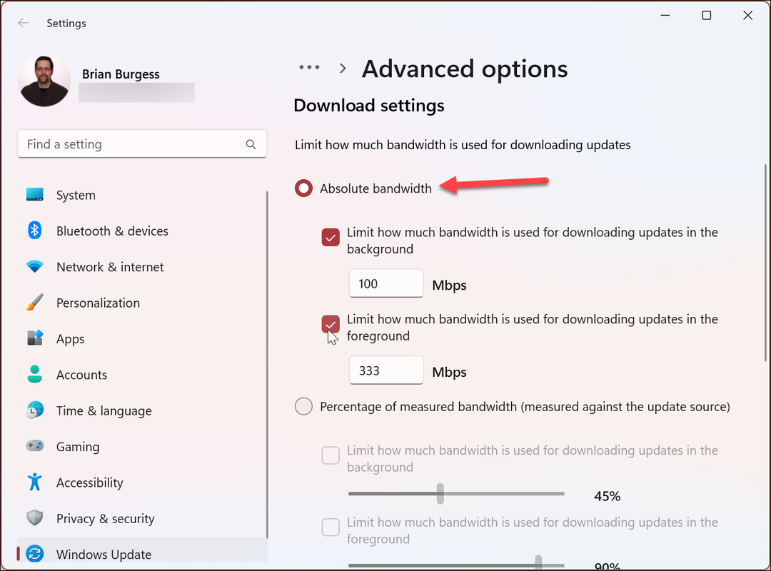 Limita la larghezza di banda per Windows 11