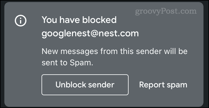 Notifica e-mail bloccata in Gmail