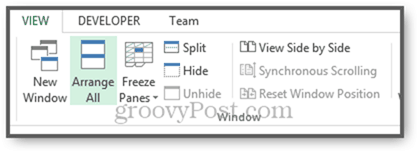 organizzare tutto e visualizzare fianco a fianco in Excel